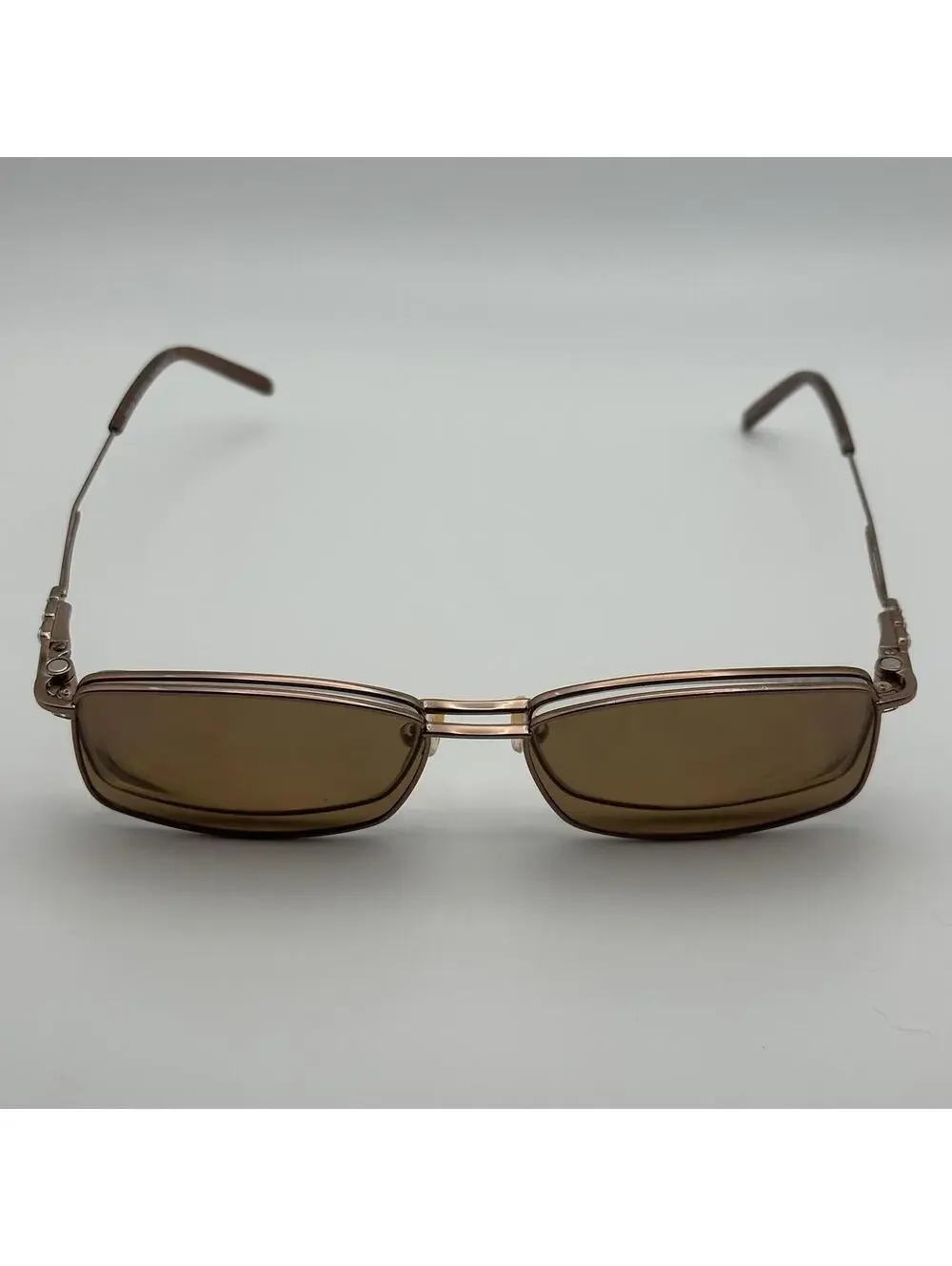 Takumi Rectangular Metal Prescription Glasses Frame with Clip-On Sunglasses